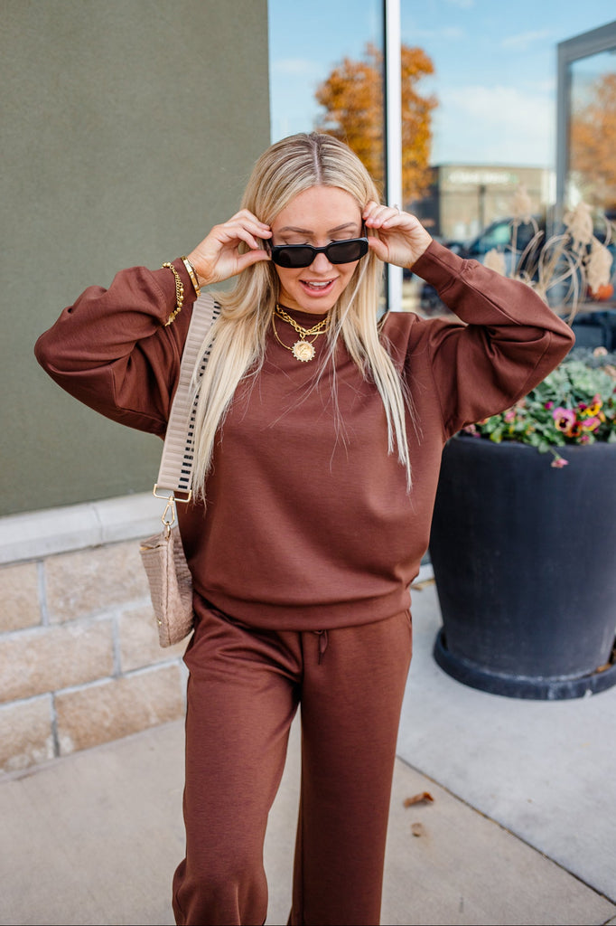 brown scuba crewneck pullover