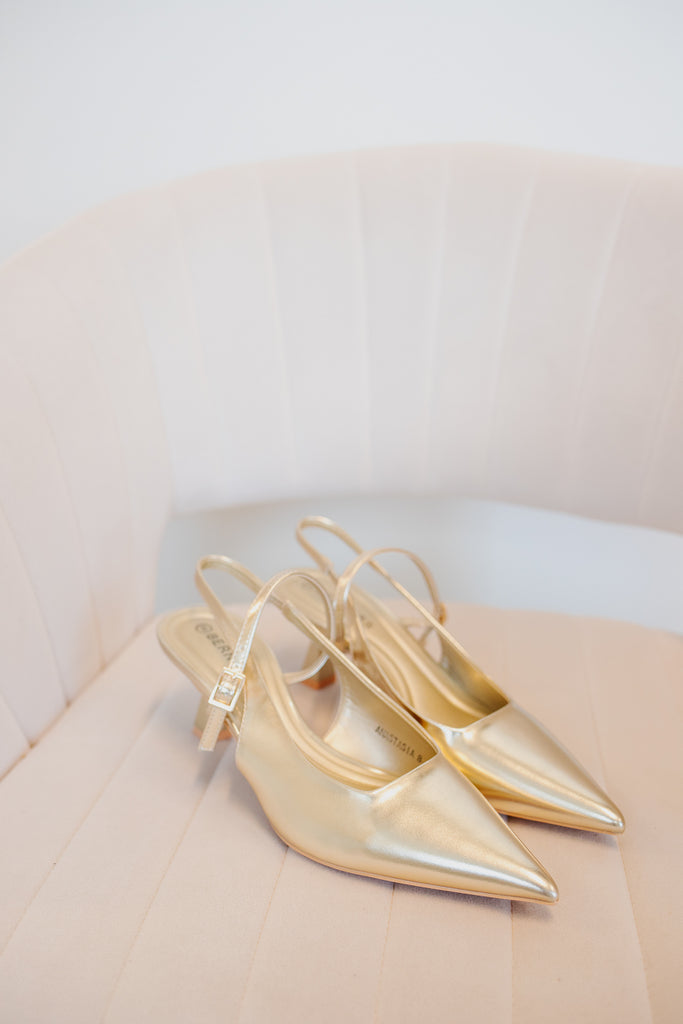 Anastasia Slingback Heels-Gold - BluePeppermint Boutique