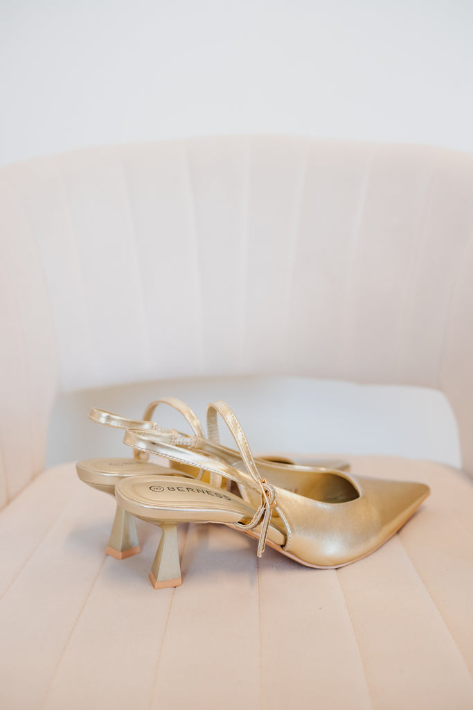 Anastasia Slingback Heels-Gold - BluePeppermint Boutique