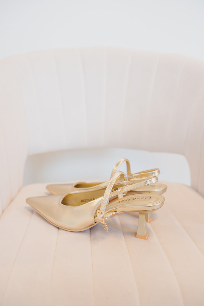 Anastasia Slingback Heels-Gold - BluePeppermint Boutique