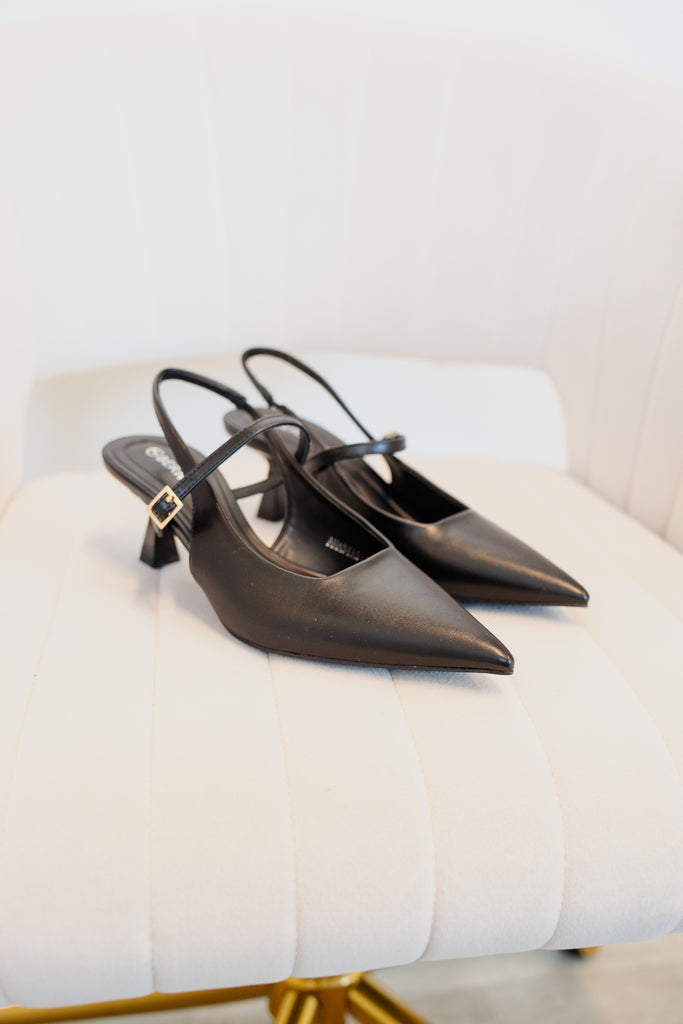 Anastasia Slingback Heels-Black - BluePeppermint Boutique