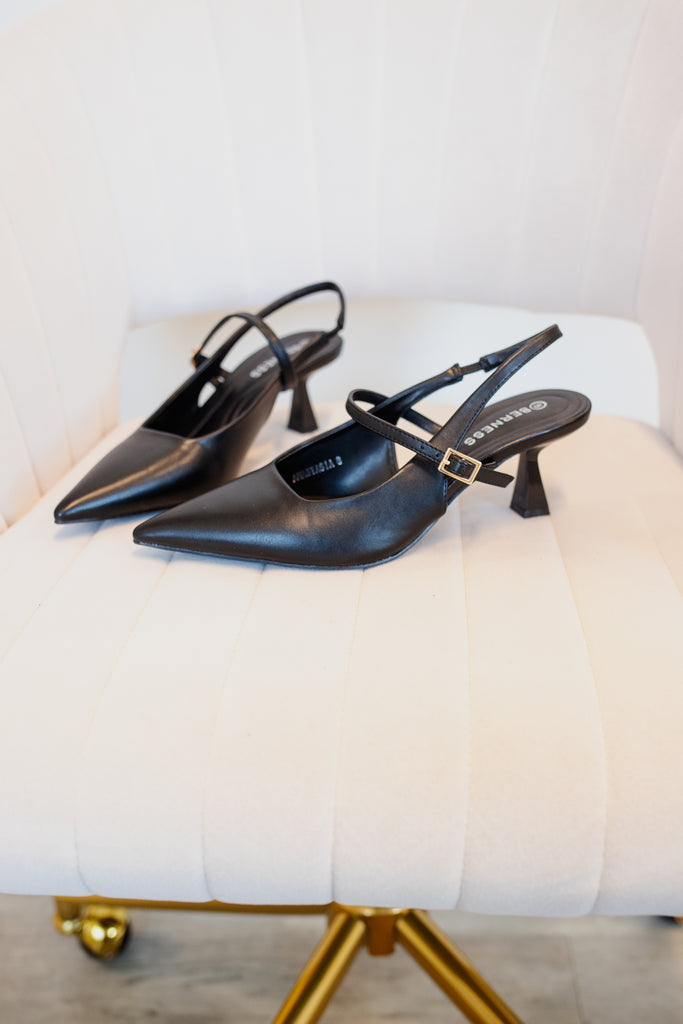 Anastasia Slingback Heels-Black - BluePeppermint Boutique