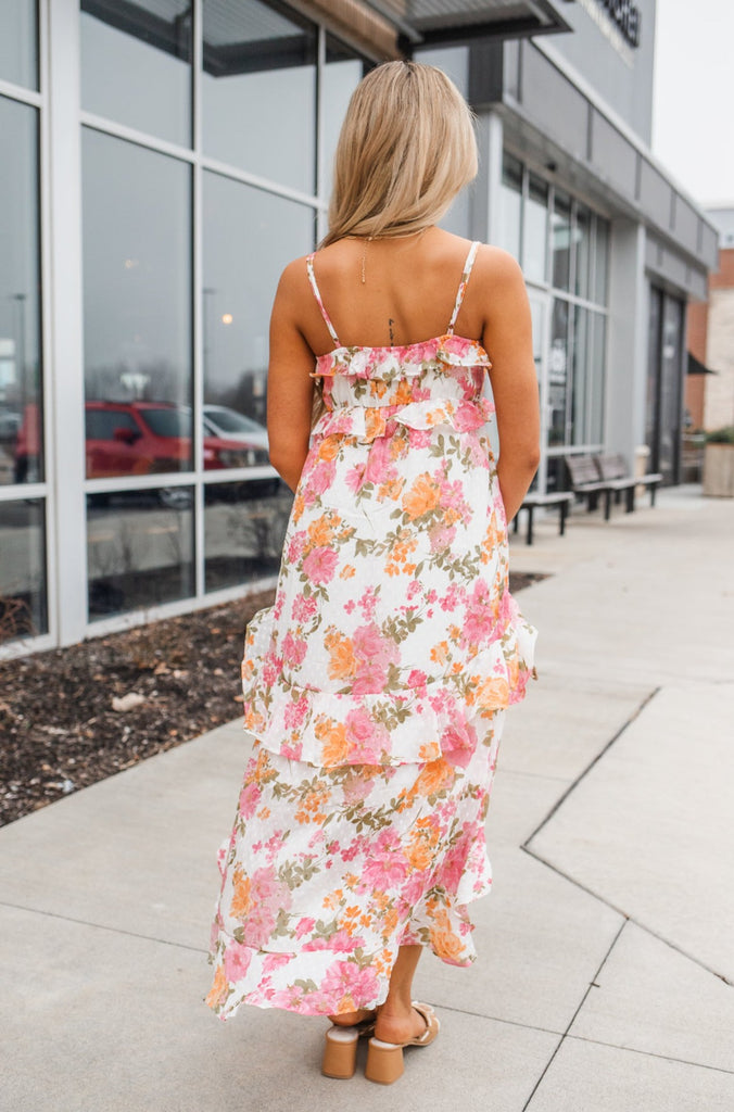 Sadie Floral Tiered Ruffle Midi Dress - BluePeppermint Boutique