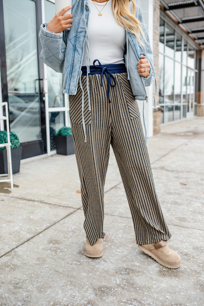 striped terry lounge pants