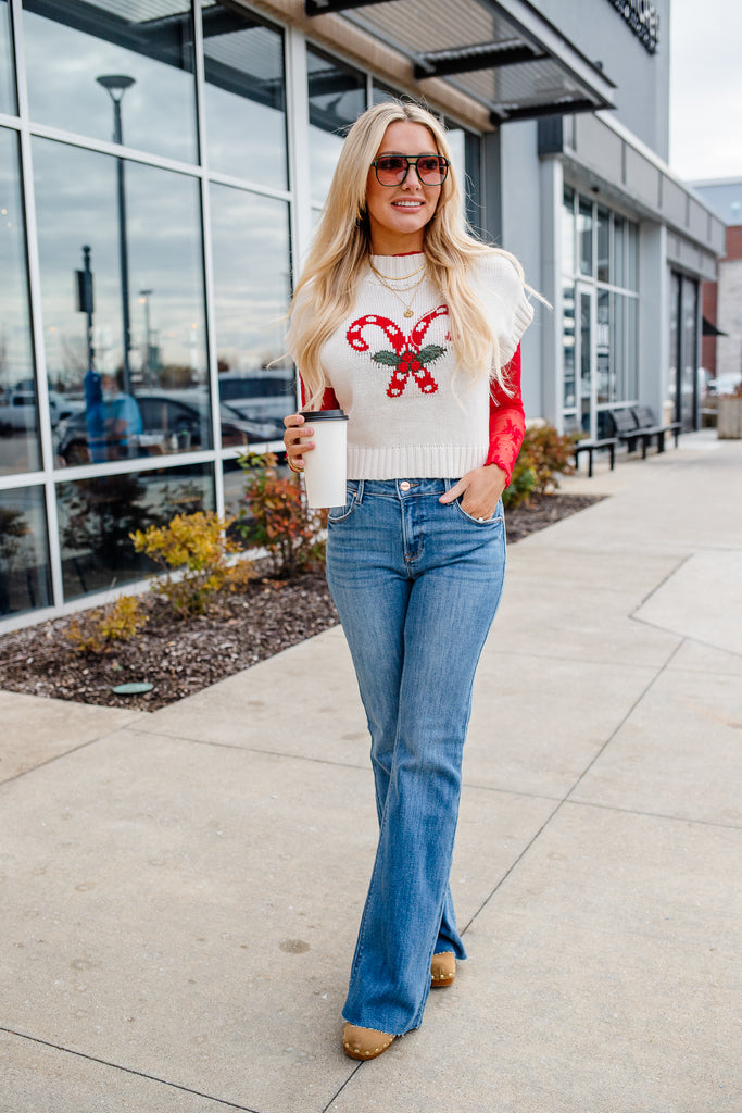 candy cane knit sweater vest
