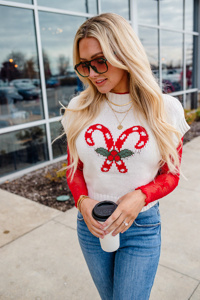 candy cane knit sweater vest
