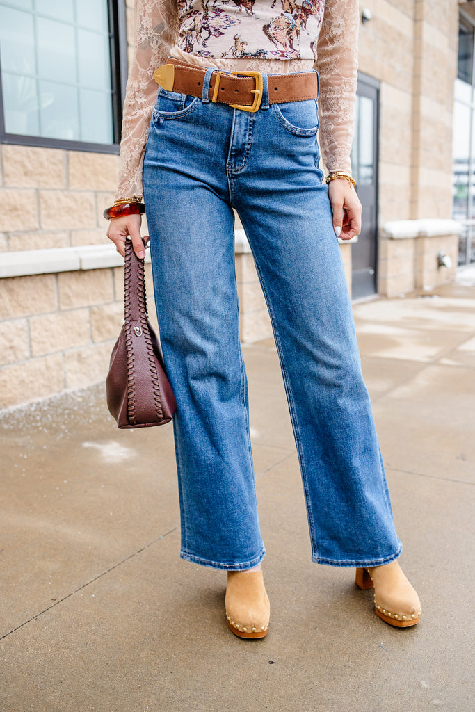 high rise wide leg denim