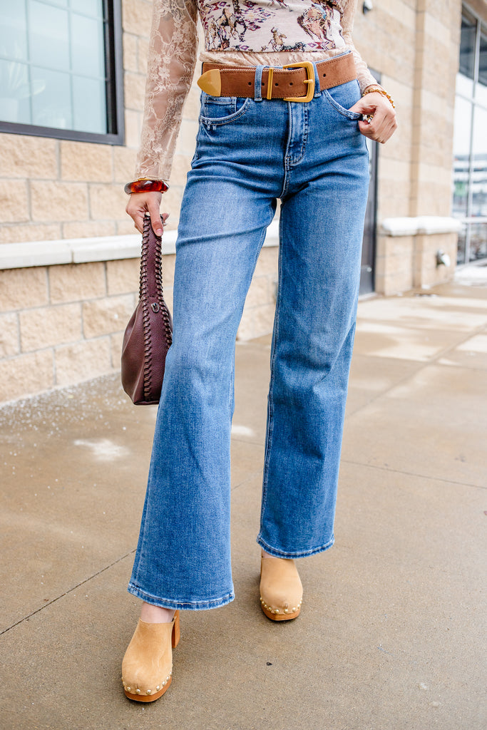 high rise wide leg denim