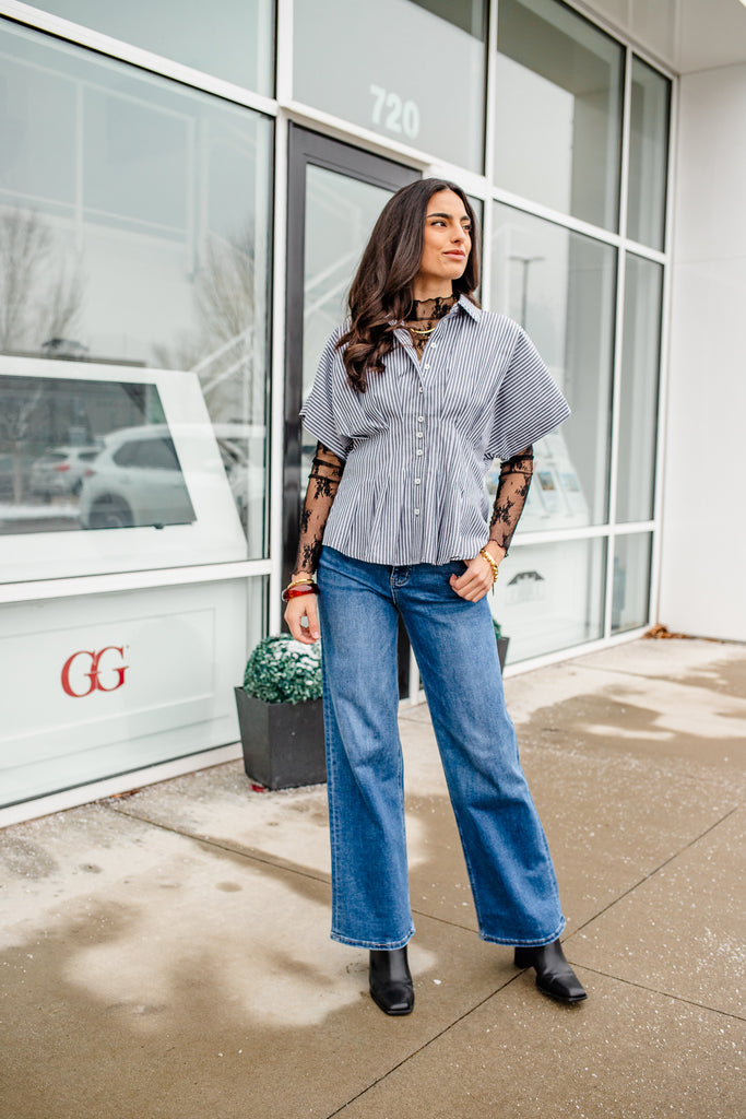 high rise wide leg denim