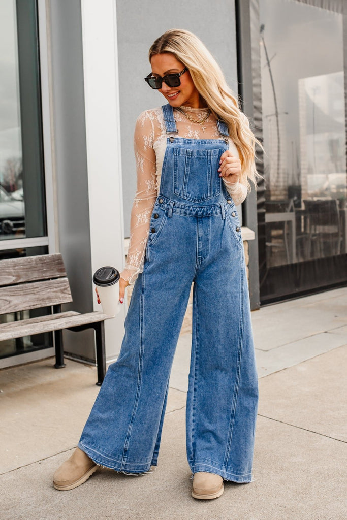 Sunny Wide Leg Overalls - BluePeppermint Boutique