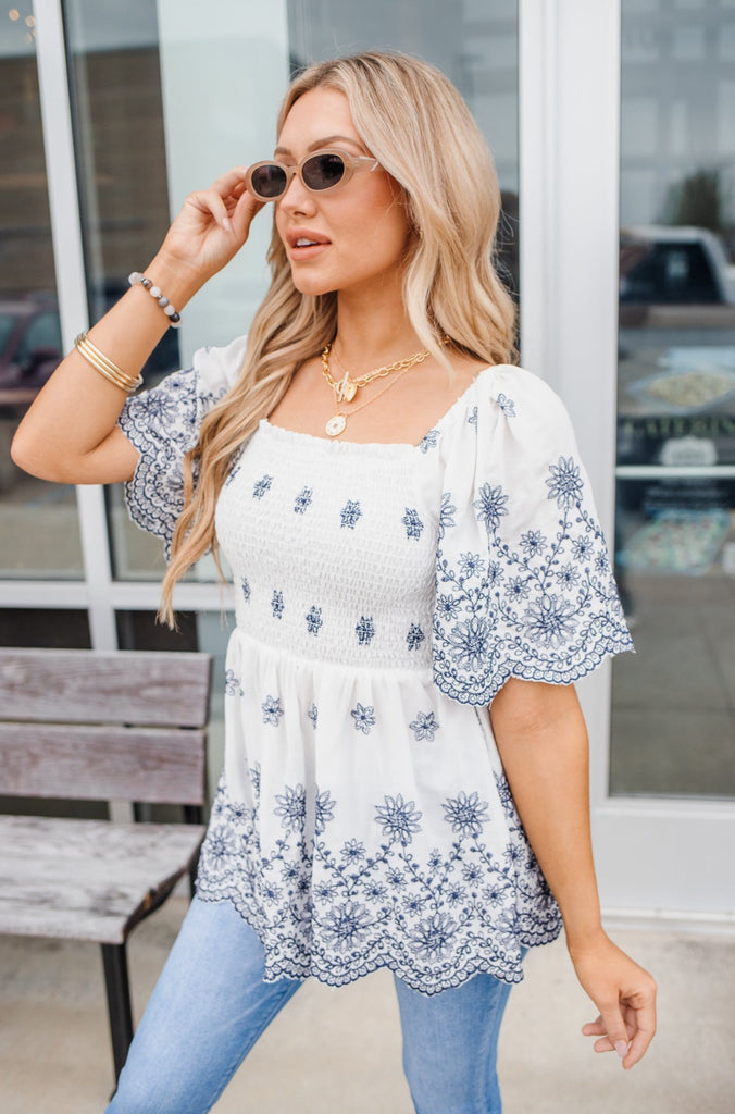 Stevie Smocked Babydoll Top - BluePeppermint Boutique
