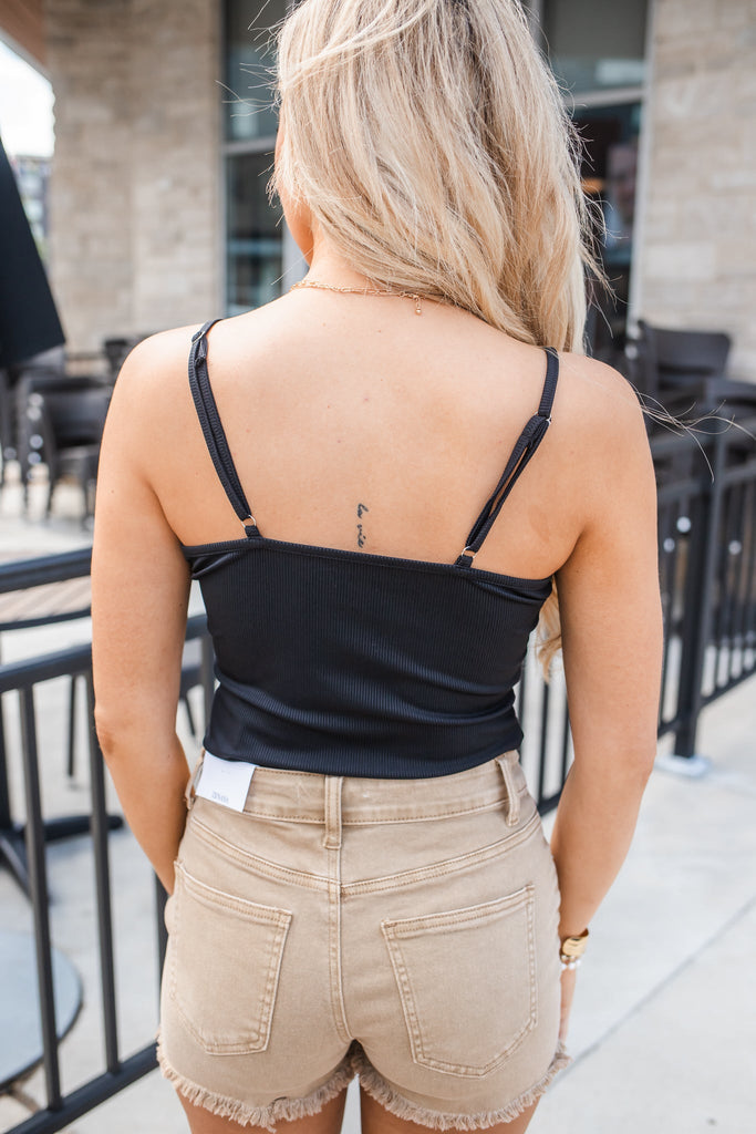 Lacey Knit Bow Tank Top - Grey - BluePeppermint Boutique