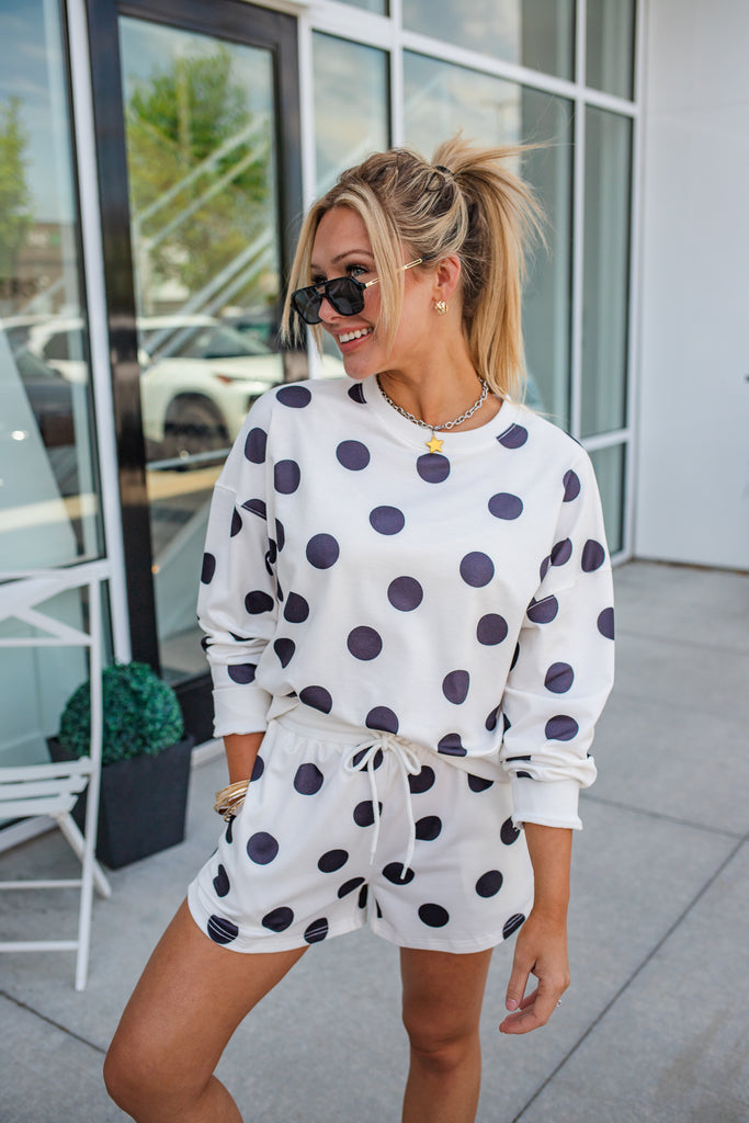 トップス draw drawers polka dots 2way Tops Kaylee Polka Dot Pullover Top - Cream | BluePeppermint Boutique