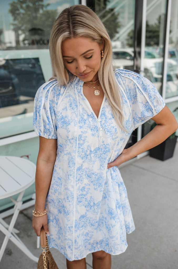 Floral Puff Sleeve Babydoll Dress - BluePeppermint Boutique