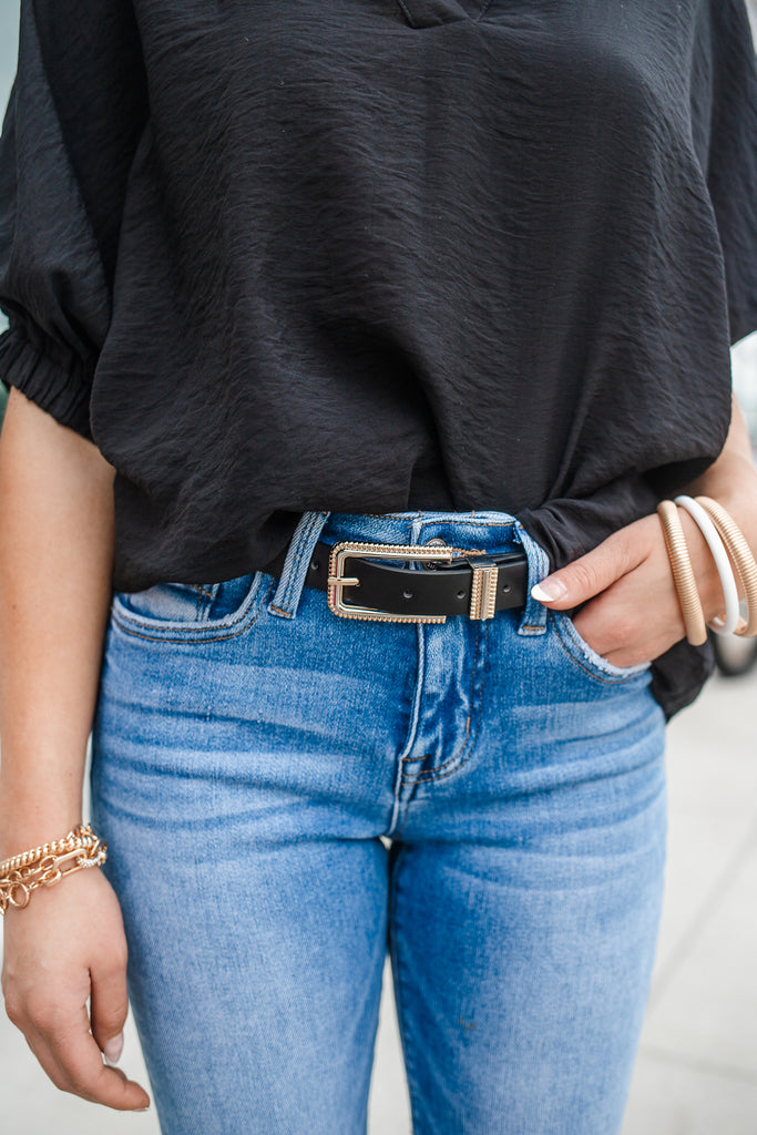 Rectangle Buckle Belt - BluePeppermint Boutique