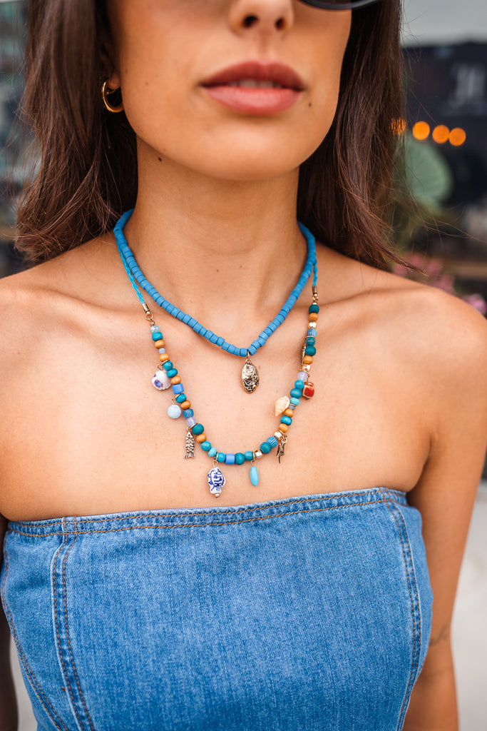 Starfish Shell Beaded Necklace Set - BluePeppermint Boutique