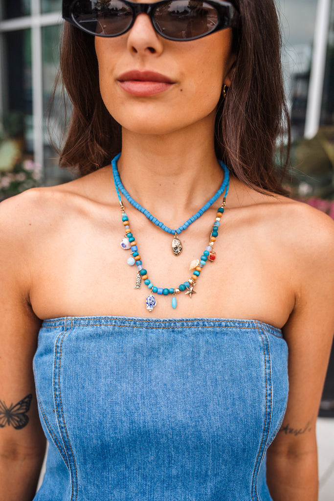 Starfish Shell Beaded Necklace Set - BluePeppermint Boutique