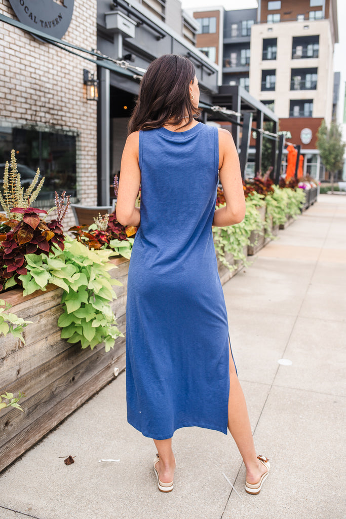 Z Supply Palisades Midi Dress - Yacht Blue - FINAL SALE - BluePeppermint Boutique