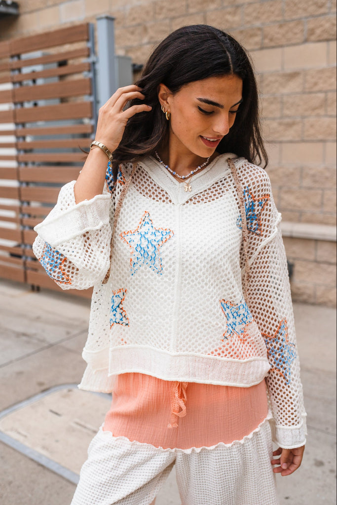 Starr Openwork Hoodie - BluePeppermint Boutique