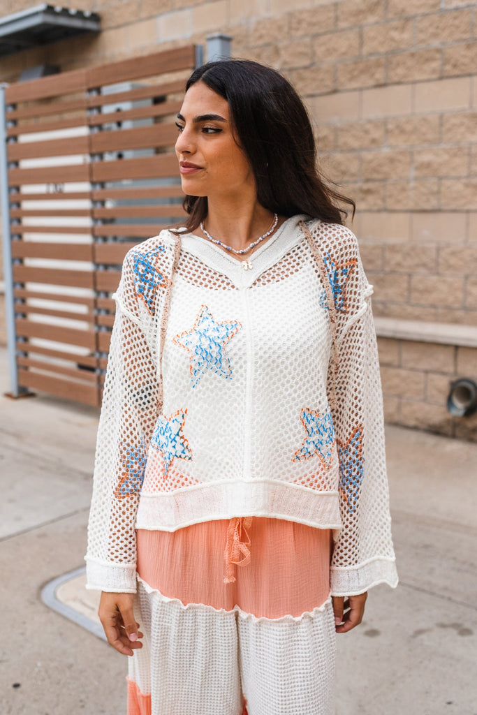 Starr Openwork Hoodie - BluePeppermint Boutique