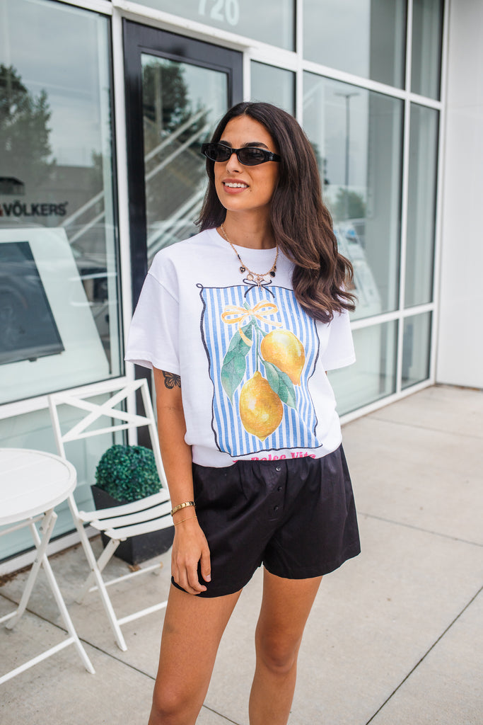 La Dolce Vita Lemon Graphic Tee - BluePeppermint Boutique