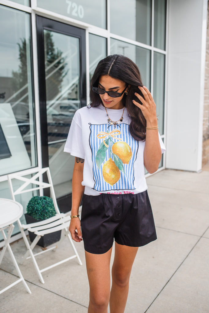 La Dolce Vita Lemon Graphic Tee - BluePeppermint Boutique