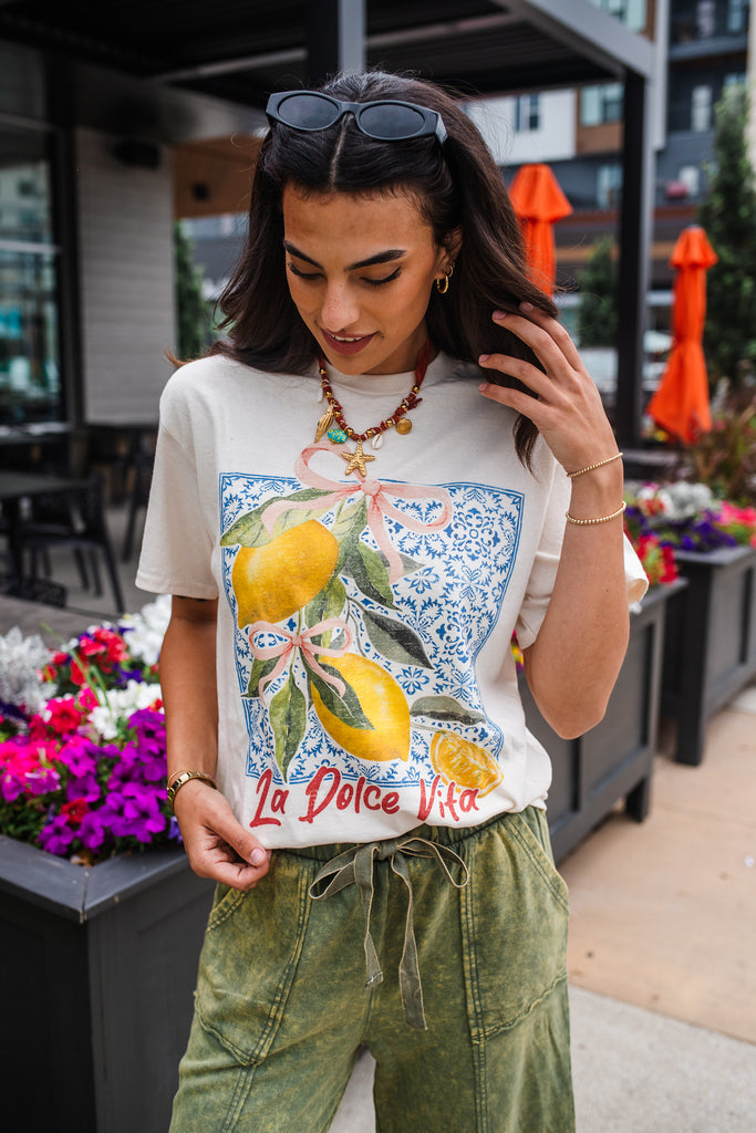 Lemons + Bows Graphic Tee - BluePeppermint Boutique