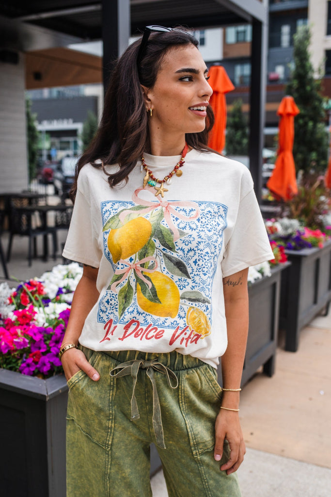Lemons + Bows Graphic Tee - BluePeppermint Boutique