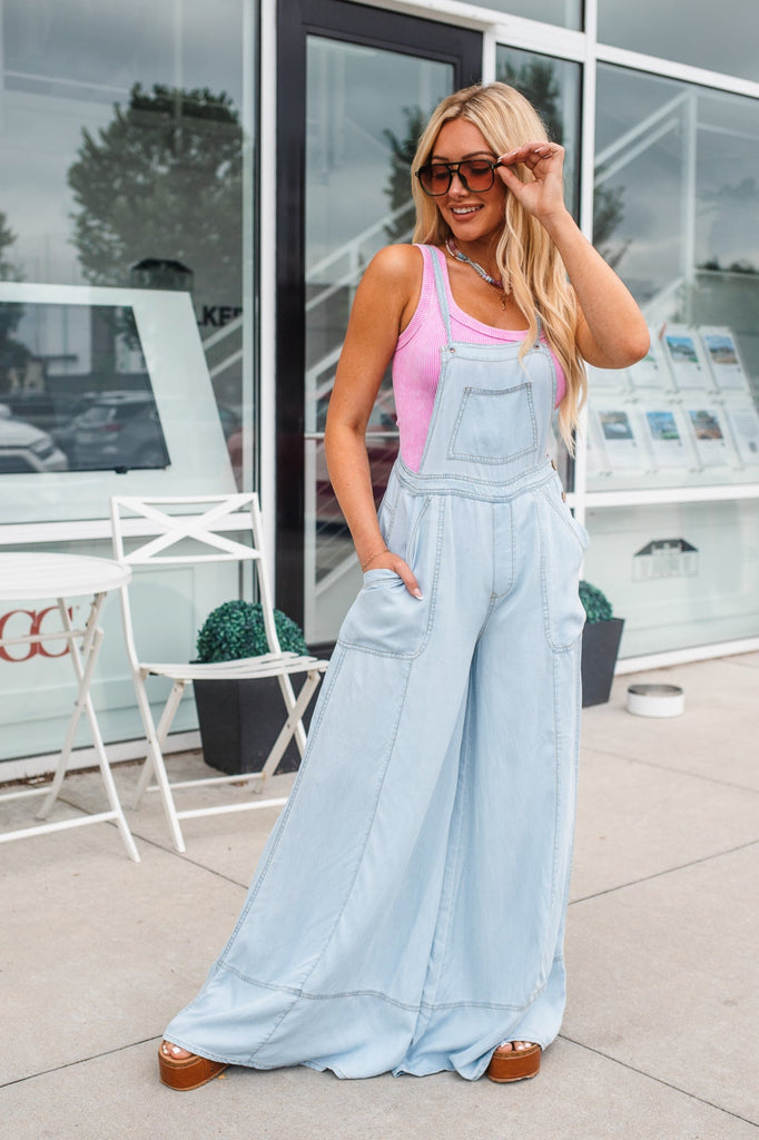 Turnaround Wide Leg Overalls - BluePeppermint Boutique