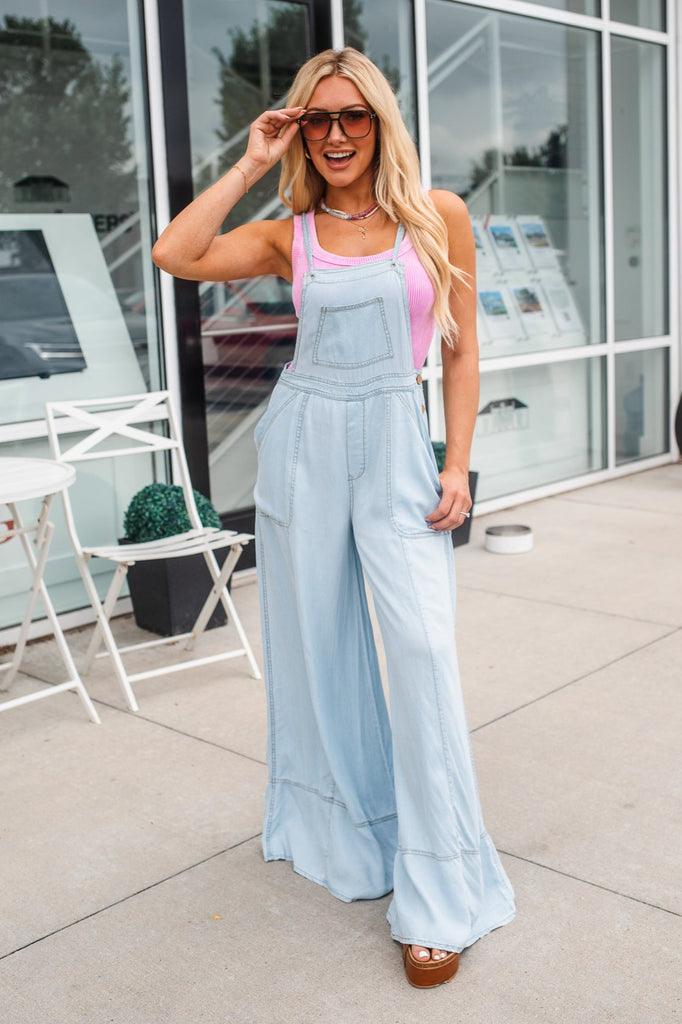 Turnaround Wide Leg Overalls - BluePeppermint Boutique