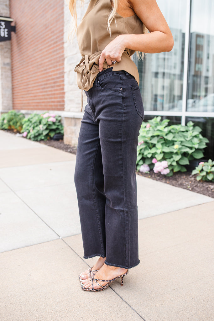 Foster Frayed Bootcut Jeans - Black - BluePeppermint Boutique