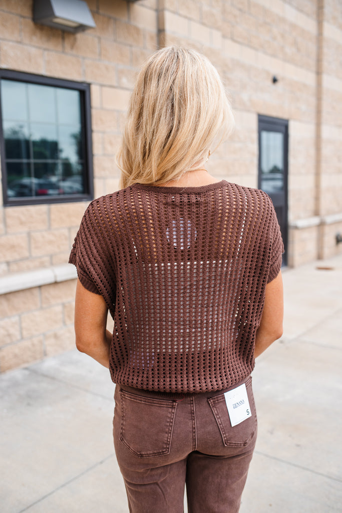 Kolby Openwork Sweater Top - BluePeppermint Boutique