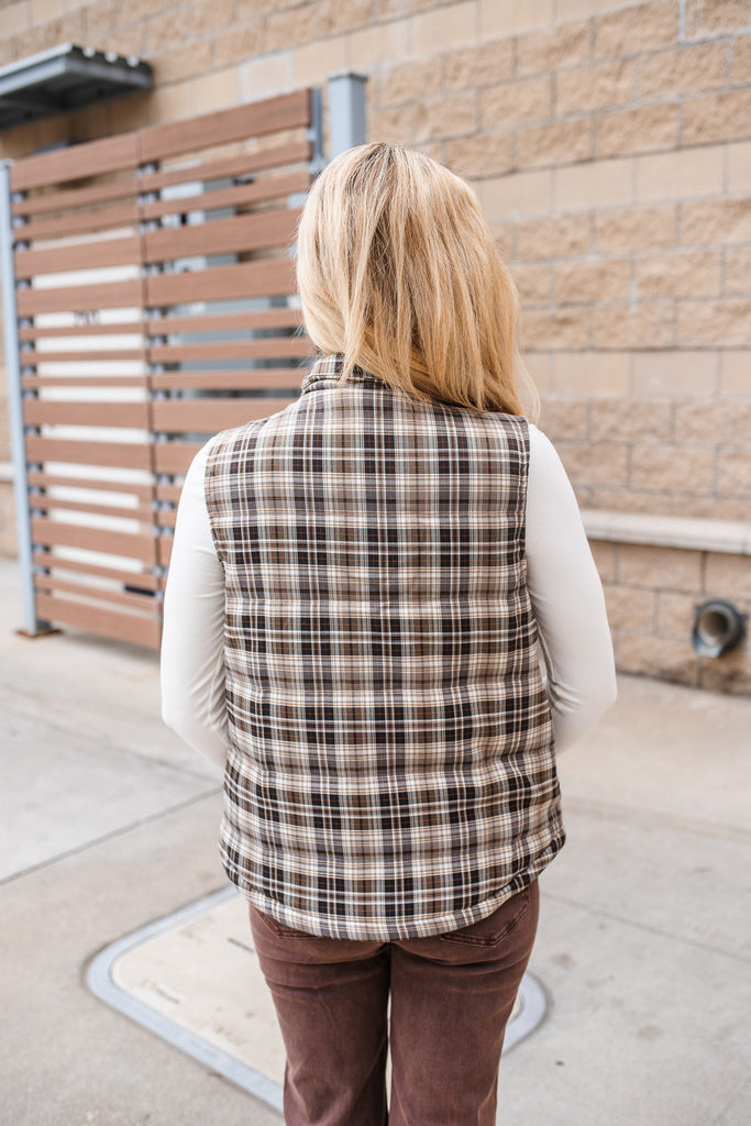 Bradford Plaid Puff Vest - BluePeppermint Boutique