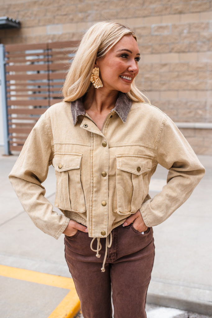 Corduroy Collar Jacket - BluePeppermint Boutique