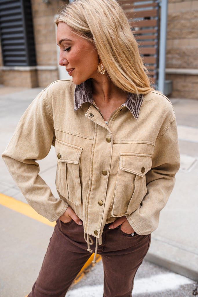 Corduroy Collar Jacket - BluePeppermint Boutique