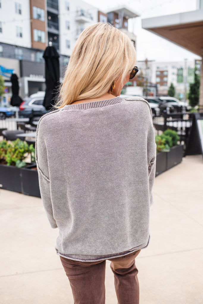 Outta the Boxy Sweater - Mocha - BluePeppermint Boutique