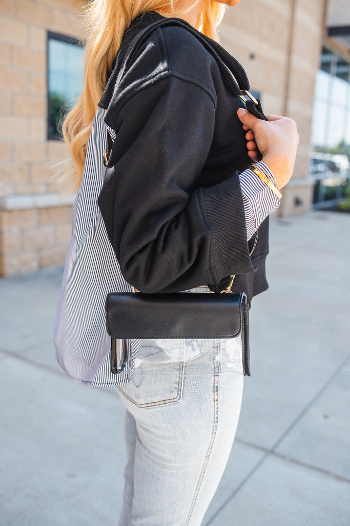 Clear Stadium Crossbody Bag - Black - BluePeppermint Boutique