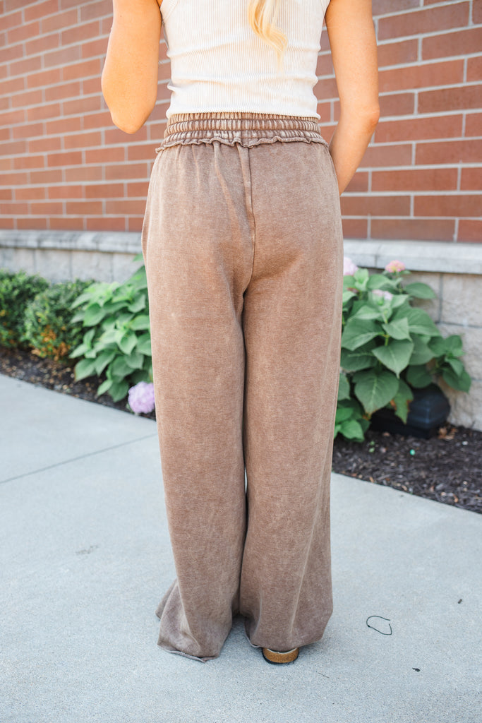 Arlo Acid Wash Palazzo Sweatpants - BluePeppermint Boutique