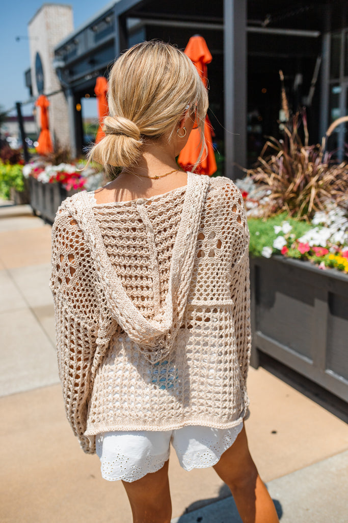 Crochet American Flag Top - Beige - BluePeppermint Boutique