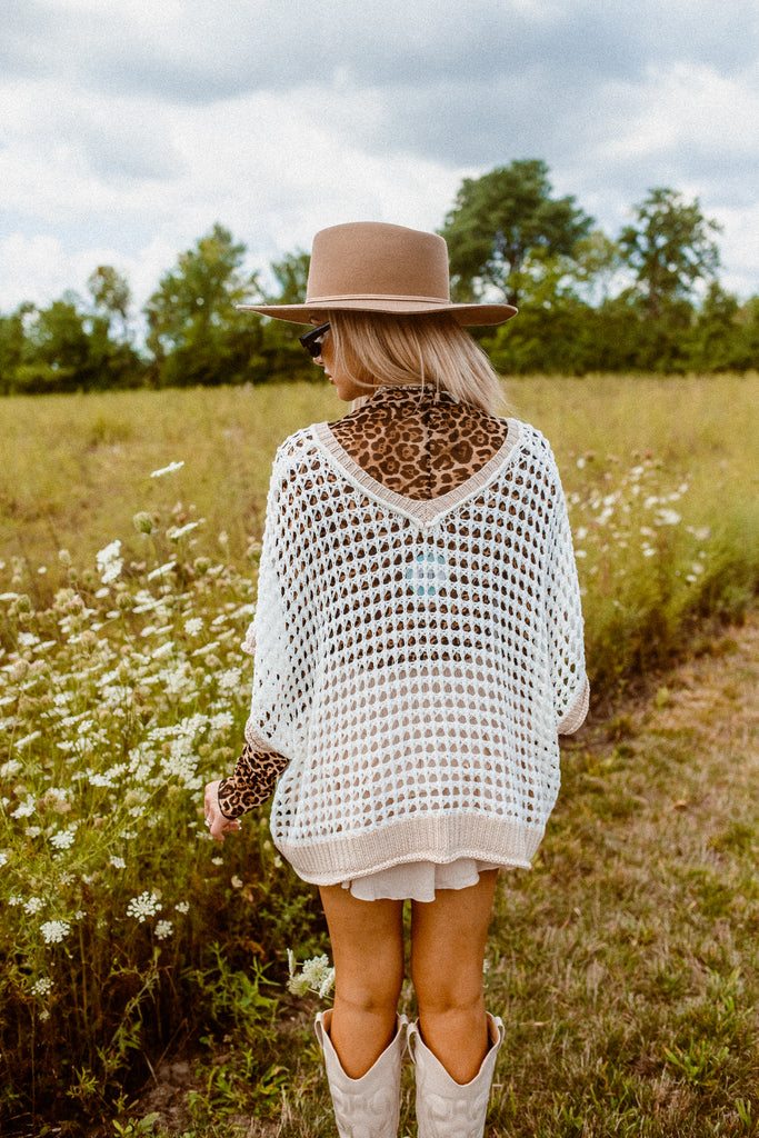 Peace Sign Openwork Top - BluePeppermint Boutique