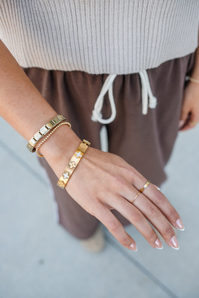 Clover Icon Bangle - Gold - BluePeppermint Boutique