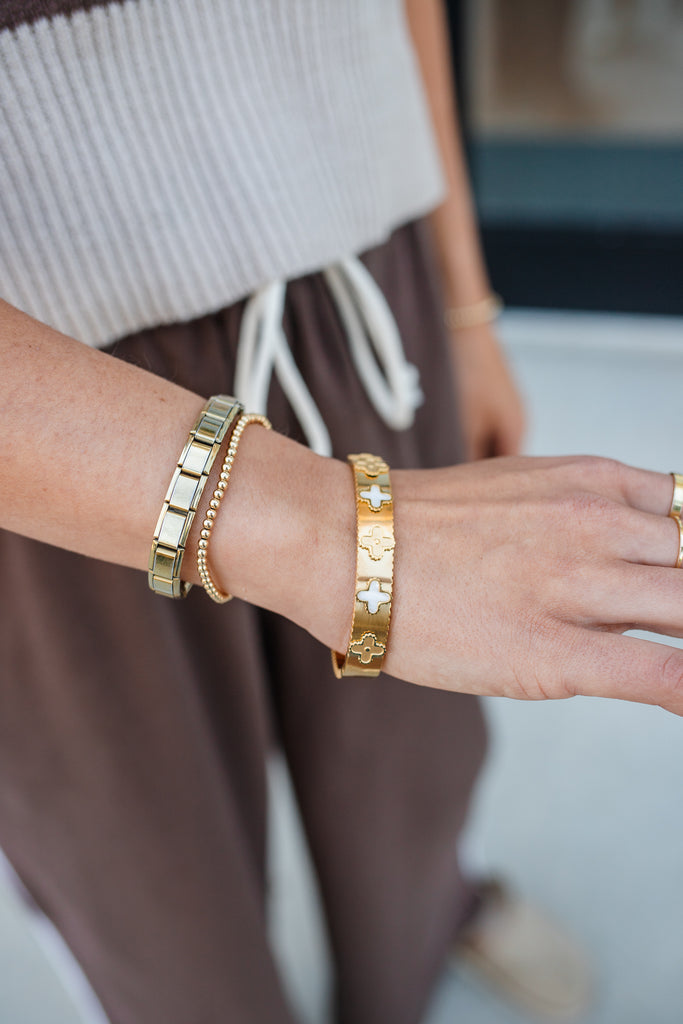 Clover Icon Bangle - Gold - BluePeppermint Boutique