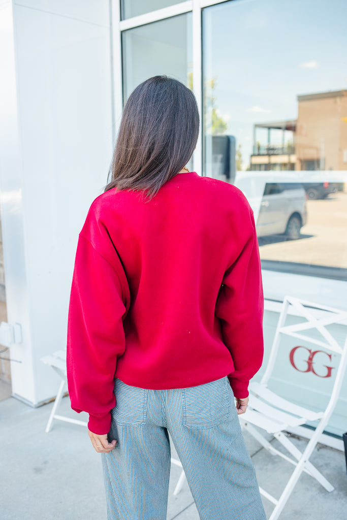 Maroon Game Day Crewneck - BluePeppermint Boutique