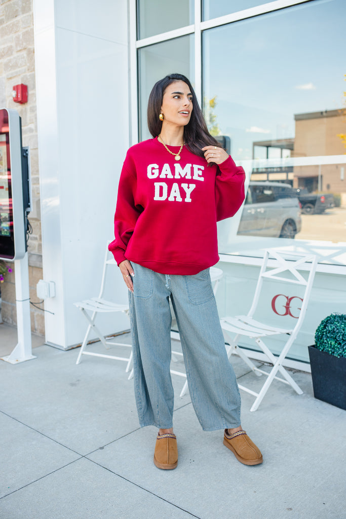 Maroon Game Day Crewneck - BluePeppermint Boutique