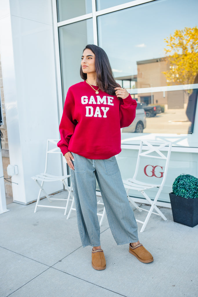 Maroon Game Day Crewneck - BluePeppermint Boutique