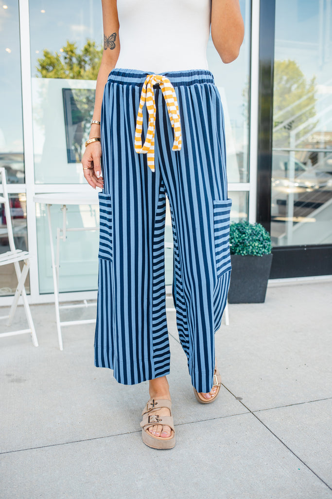 Gigi Striped Pants - BluePeppermint Boutique