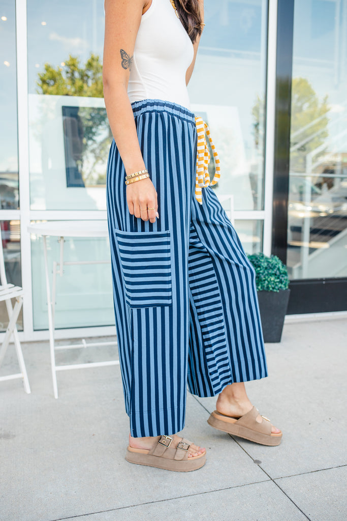 Gigi Striped Pants - BluePeppermint Boutique