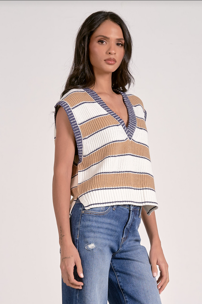 Lockie Striped Sweater Vest - BluePeppermint Boutique