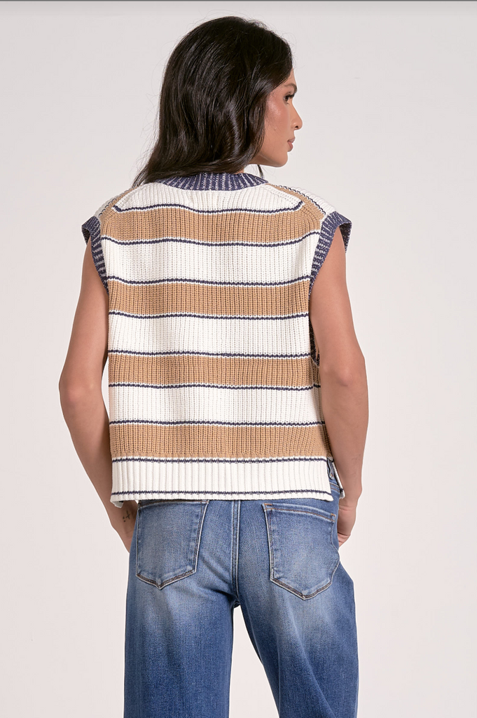Lockie Striped Sweater Vest - BluePeppermint Boutique