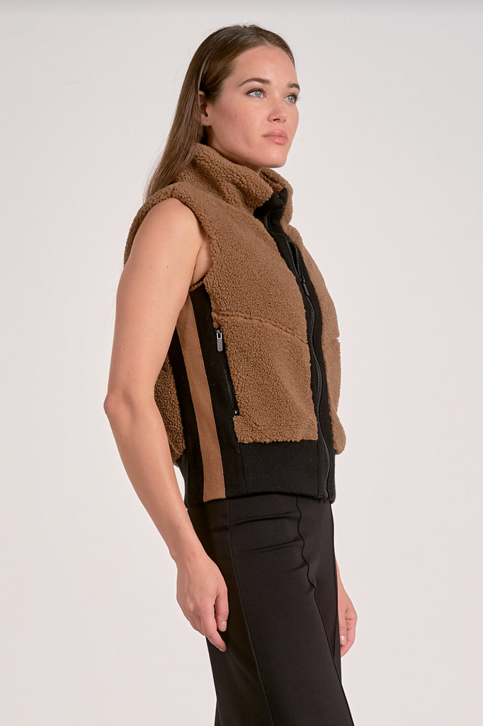 Toffee Sherpa Vest - BluePeppermint Boutique